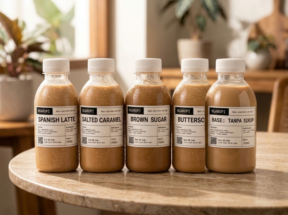 5 Varian Kopi Susu Botolan 250ml Ngaropi Dingin